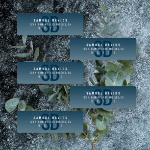 Étiquettes Waterproof Modern Bold Blue Ombre Adresse