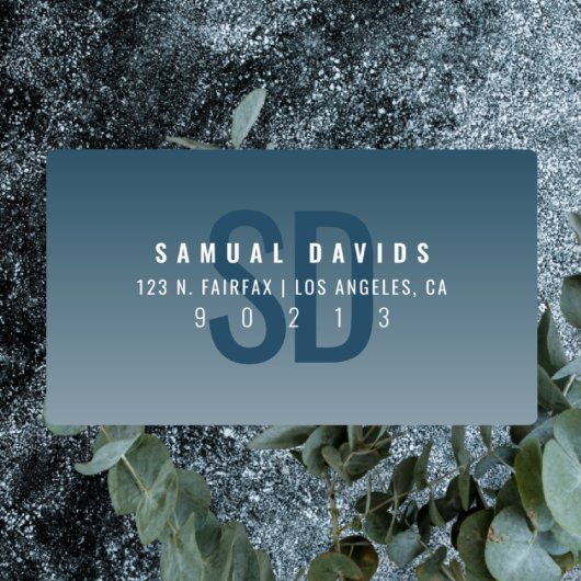 Étiquettes Waterproof Modern Bold Blue Ombre Adresse
