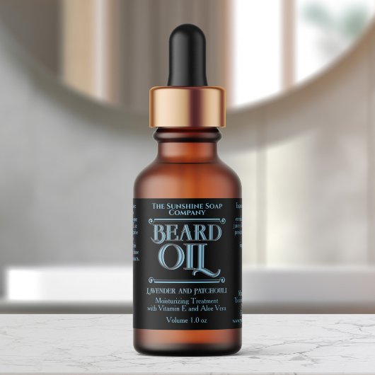 Étiquettes Waterproof Vintage Black Beard Oil Bottle Label
