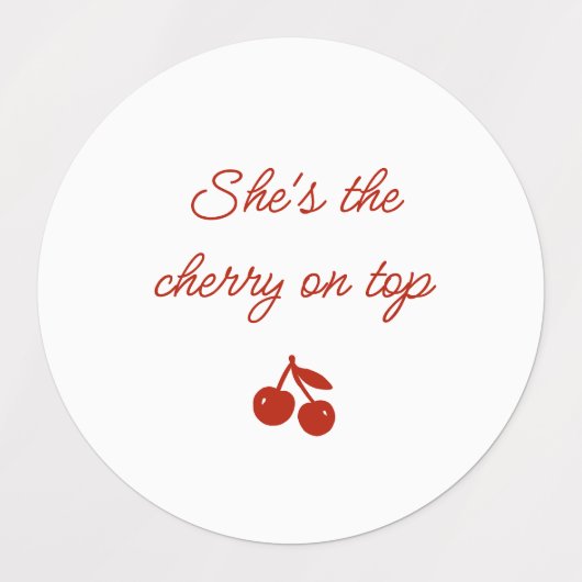 Étiquettes Whimsy Red She's the Cherry on Top Bridal Shower (Design 1)