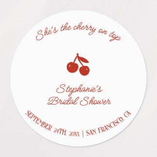 Étiquettes Whimsy Red She's the Cherry on Top Bridal Shower