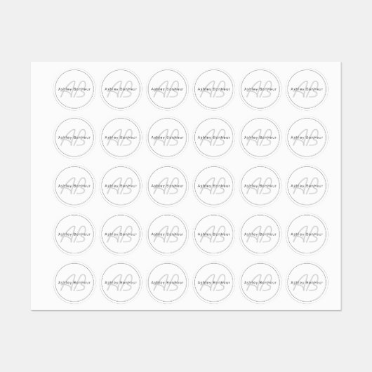 Étiquettes White Grey et Black | Cool Name & Monogram (Feuille)