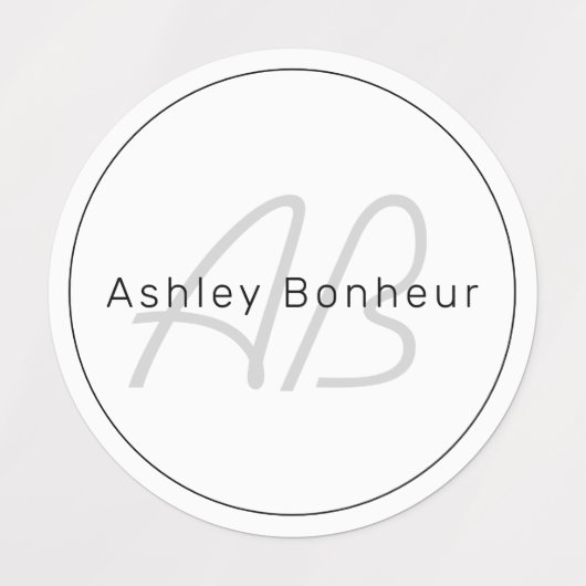 Étiquettes White Grey et Black | Cool Name & Monogram (Design 1)
