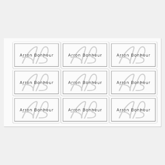 Étiquettes White Grey et Black | Cool Name & Monogram (Feuille)