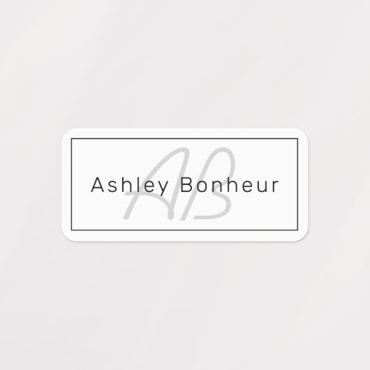 Étiquettes White Grey et Black | Cool Name & Monogram (Design 1)