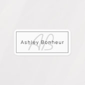 Étiquettes White Grey et Black | Cool Name & Monogram (Design 2)