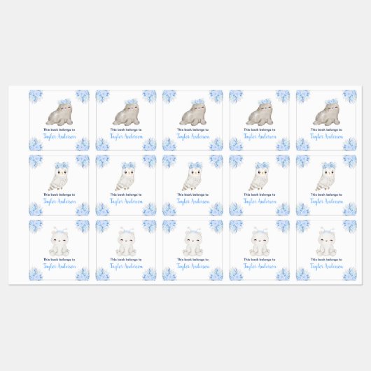Étiquettes Winter Wonderland Arctic Animaux Kids Boite (Feuille)