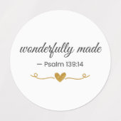 Étiquettes Wonderfully Made Psalm 139:14 Christian Labels (Design 2)