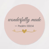 Étiquettes Wonderfully Made Psalm 139:14 Christian Labels (Design 1)