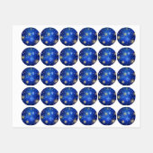 Étiquettes XMAS Blue Background with Golden Snowflakes (Feuille)