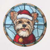 Étiquettes Yorkshire Terrier Vitrail de Noël (Design 1)