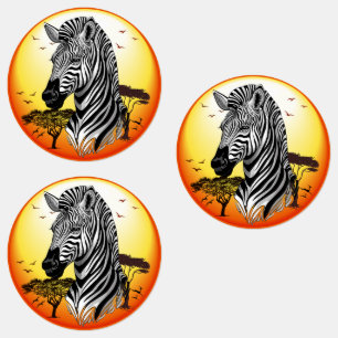 Étiquettes Zebra African Savanna Wild Animal