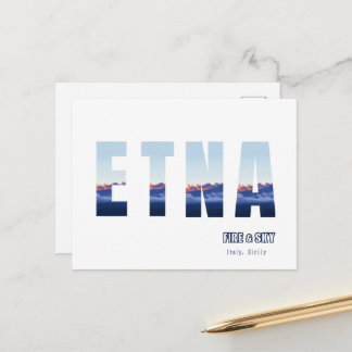 Etna-vulkaan rookt in de avond briefkaart
