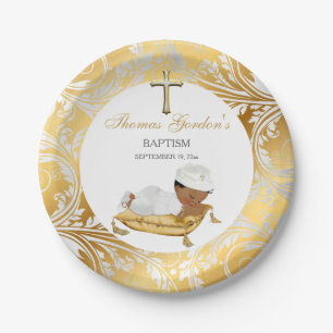 Etnic Baby Boy Christening Baptism Gold Silver Papieren Bordje