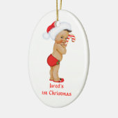 Etnic Baby Boy First KerstRed Santa Hat Keramisch Ornament (Links)
