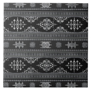 Etnic Ornament - Greyscale Silver Tegeltje