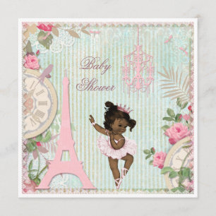 Etnic Paris Prinses Ballerina Shabby Baby shower Kaart