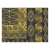 Etnisch Afrikaans Golden Patroon op zwart Tafelkleed (Voorkant (Horizontaal))