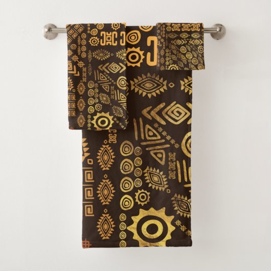 Etnisch Afrikaans Patroon - browns and golds #10 Bad Handdoek (Insitu)