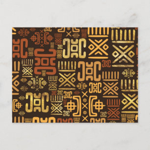 Etnisch Afrikaans patroon - bruin en goud #8 Briefkaart