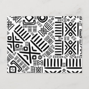 Etnisch Afrikaans Patroon- Zwart-Wit #8 Briefkaart