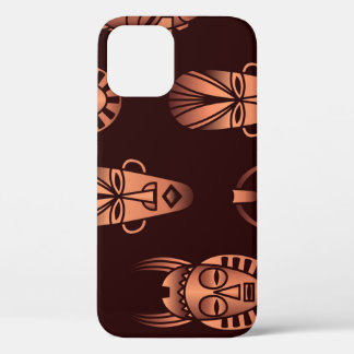 Etnisch Afrikaanse maskers, donkere achtergrond iPhone 12 Hoesje