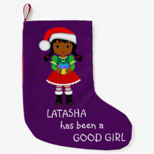 Etnisch Afro-Amerikaanse Good Girl Pet Christmas Kleine Kerstsok