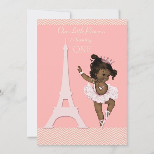 Etnisch Ballerina Eiffel Tower Chevron 1e verjaard Kaart (Voorkant)