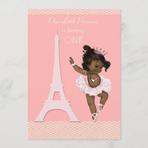 Etnisch Ballerina Eiffel Tower Chevron 1e verjaard Kaart