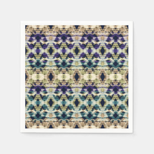 Etnisch blauw, beige ikat servet