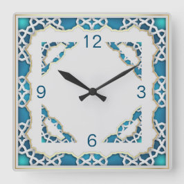 etnisch blauw vierkante klok