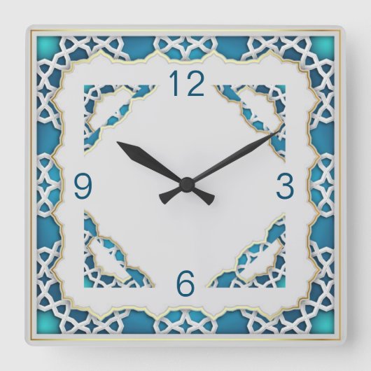 etnisch blauw vierkante klok (Voorkant)