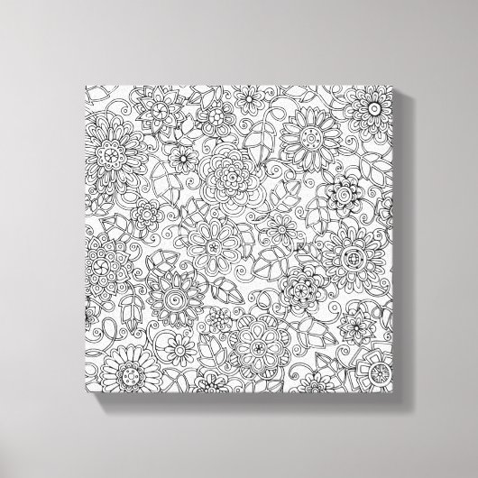 Etnisch Bloemen Doodle 6 Canvas Afdruk (Voorkant)