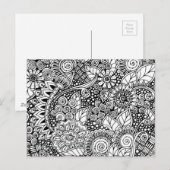 Etnisch Bloemen Geïnspireerd Briefkaart (Voorkant / Achterkant)