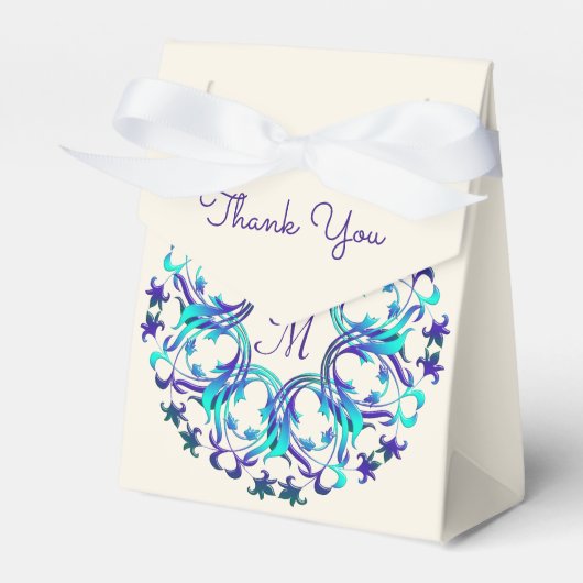 Etnisch bloemenmandala-monogram bedankdoosjes (Voorkant Zijde)