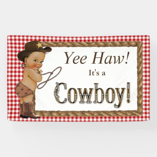 Etnisch cowboy Baby shower Spandoek (Horizontaal)