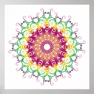 etnisch floraal multicolor mandala. poster