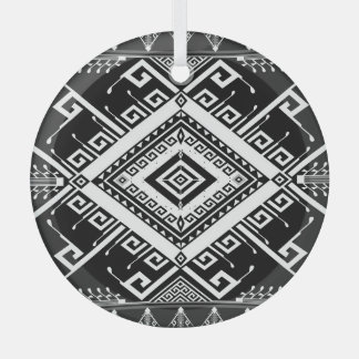 Etnisch geometrische Indiase grens, abstract. Glas Ornament