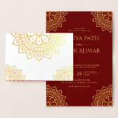 Etnisch Mandala Rood Indisch Bruiloft Goud Folie Kaarten (Display)
