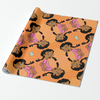 Etnisch meisje met braids Cartoon Cadeaupapier