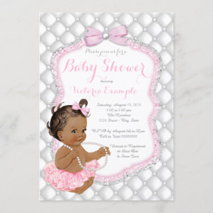 Etnisch meisje roze tutu parel baby shower kaart