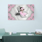 Etnisch Meisje Roze Zilveren Hoge Hak Schoen Baby  Spandoek (Beurs)