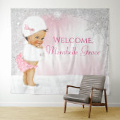 Etnisch meisje winter wonderland baby shower achte wandkleed (In Situ (horizontaal))