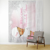 Etnisch meisje winter wonderland baby shower achte wandkleed (In situ)