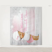Etnisch meisje winter wonderland baby shower achte wandkleed (Voorkant)