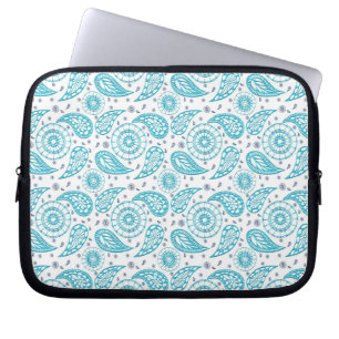 etnisch paisley blauwgroen patroon. laptop sleeve