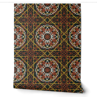 Etnisch pixel geometrisch mandala bloempatroon behang