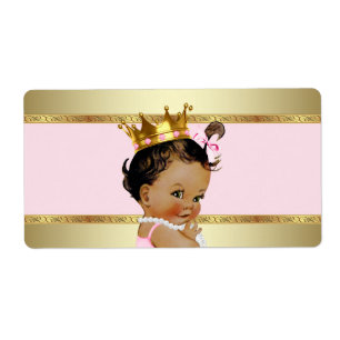 Etnisch Prinses Babyshower Waterfles Label