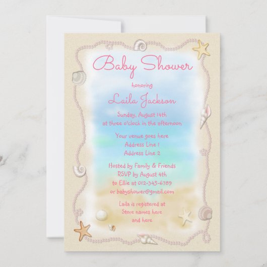 Etnisch strand Baby Conch Shell Baby shower Kaart (Achterkant)