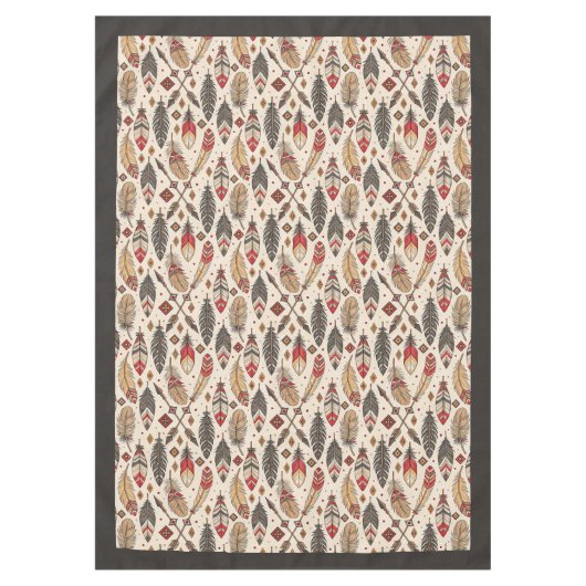 Etnisch tafelkleed met veer en pijl motief (Voorkant)